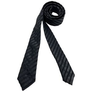 HUGO BOSS ORANGE LABEL Black/Gray Striped Silk Blend LUXURY Slim Tie ITALY